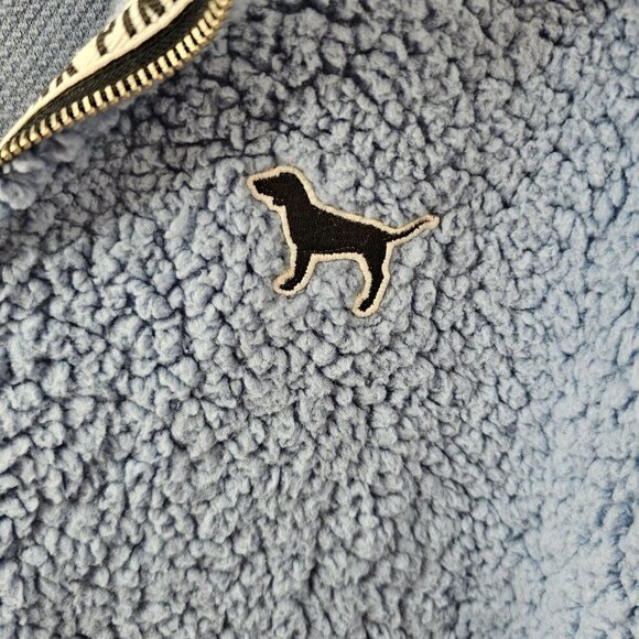 Victorias Secret Pink Jacket Sherpa Boyfriend Quarter Zip Pullover Fleece Teddy - Picture 5 of 6